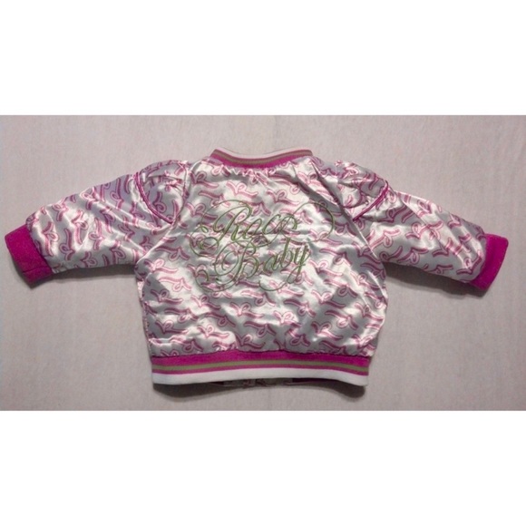 Girl's Sz 6-9 M Month Shiny Pink/ White Rocawear Coat Jacket Plus NWT Gloves - Picture 6 of 10